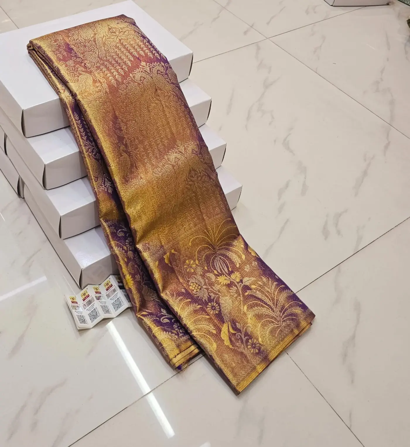 Royal Purple Kanchipuram Handloom Bridal Silk Saree